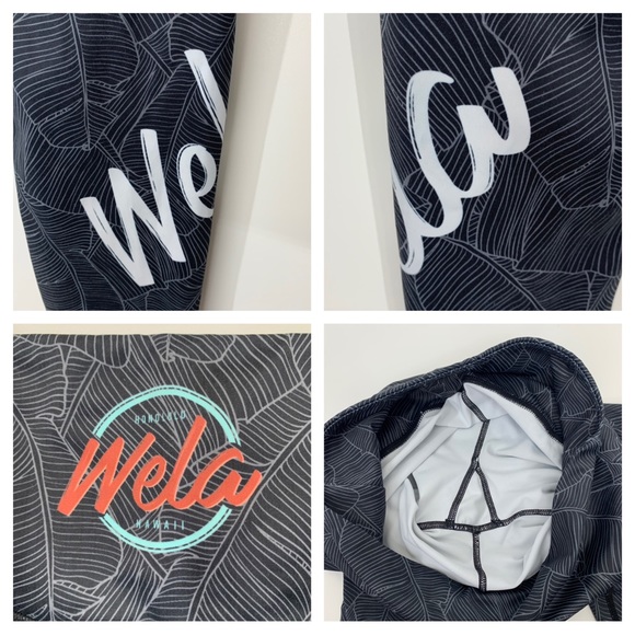 Wela Honolulu Hawaii Black Gray Tropical Palm Athletic Leggings Size Medium - Picture 12 of 16